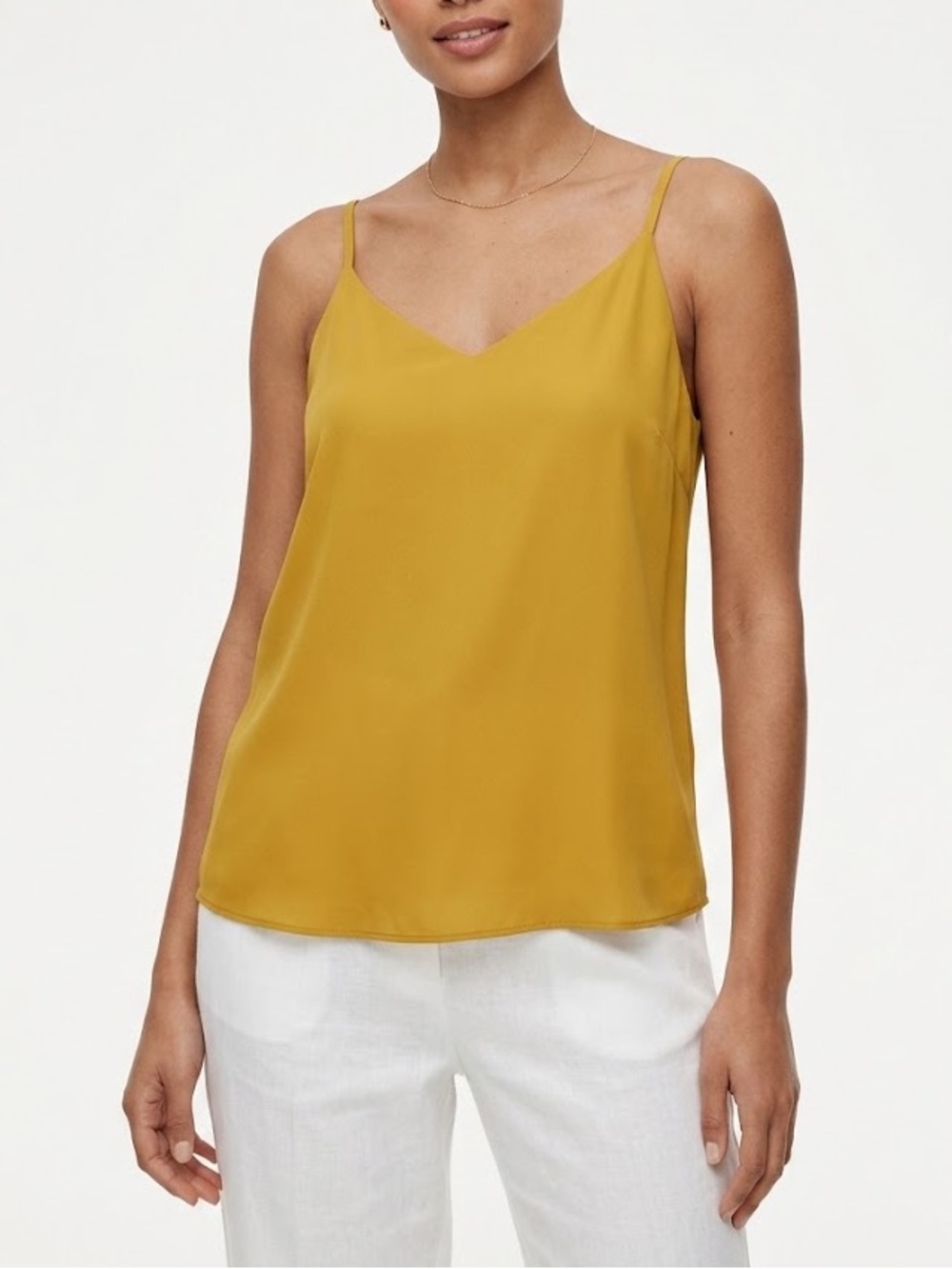 Babaton Mustard V-Neck Silk-Look Cami
